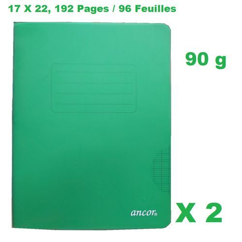 Lot De 2 Cahiers Polypro Verts 17x22 Cm – 192 Pages