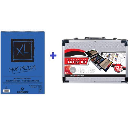 Coffret Cadeau Artiste Multi Techniques: Carnet +Valise Matériel Complet 122 Pcs