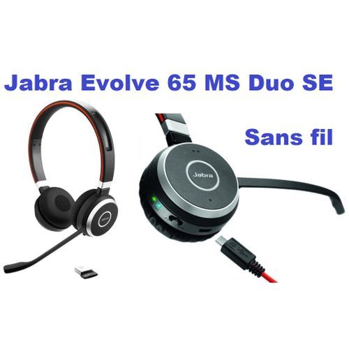Casque Evolve 65 Se Ms Stereo - Micro-casque -  Sans Fil - Usb - Certifié Pour Microsoft Teams