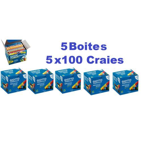 5 Boites 5 X 100 Craies Couleur Tableau Ardoise Sans Poussière Anti-rayures Écriture