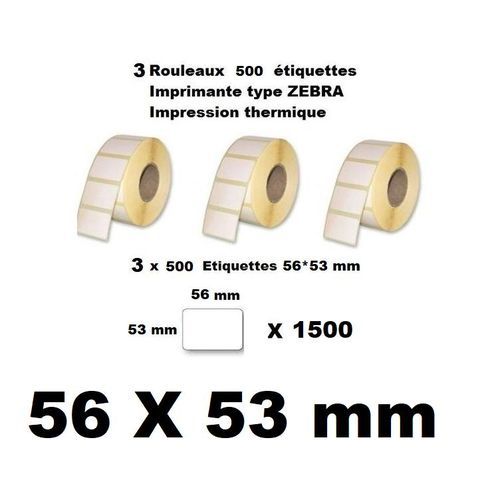3 Rouleaux De 500 Étiquettes Thermiques Pour Imprimantes