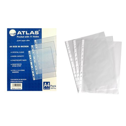 Atlas Pochettes De Plastification A4 - Perforées 80 Microns - Boite De 100