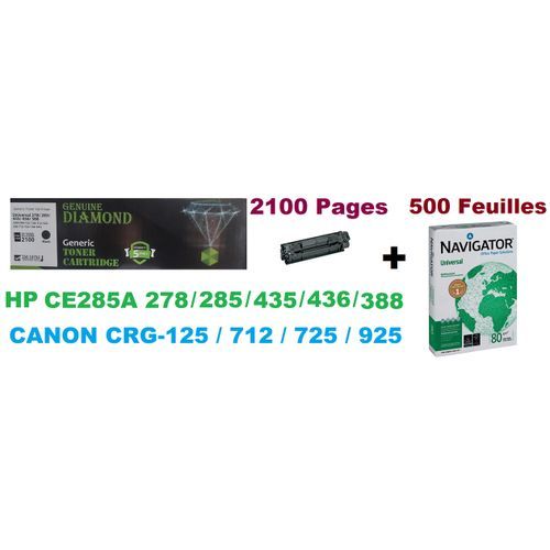 Toner compatible 2100 pages + rame de papier A4 80g (500 feuilles).