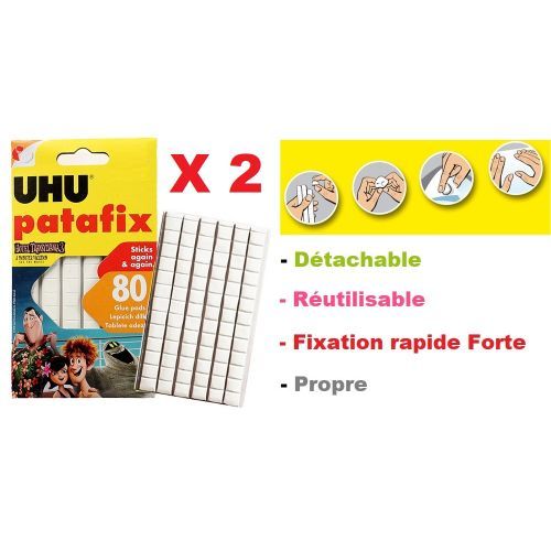 2 Boites Pâtes A Fixe-80 Pastilles Adhésives Repositionnables Fixation Forte