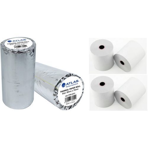 Atlas 4 Rouleaux Bobine De Papier Thermique Caisse,balance..,80 X 70 Mm,blanc