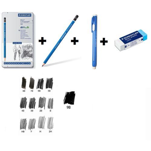 Kit Dessin Sketch Mars : Boite Métal,13 Crayons - Graphite, Encre