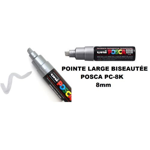 Marqueur Pc-8k Argent Pointe Large Biseautée 8mm