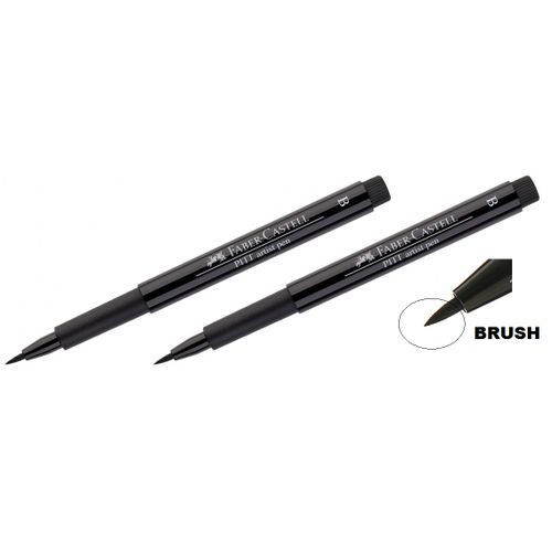Faber Castell 2 Marqueurs Feutre Noir,pointe Épaisse Pinceau Brush,permanent,encre De Chine