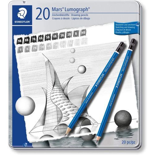 Boite Étui Métallique 20 Crayons À Dessin 