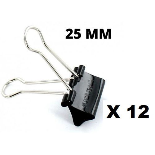 12 Attaches Binder Clips 25mm - rangement
