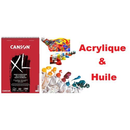 Bloc Xl Spirale A3,30 Feuilles-huile & Acrylique-290g, Papier Épais