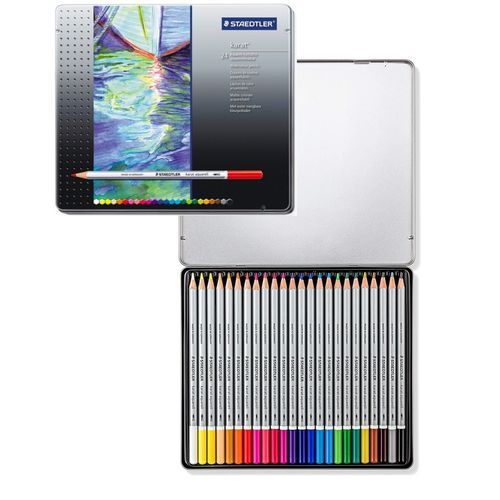 Coffret Métallique De 24 Crayons De Couleur Aquarellables Karat Aquarelle 3 Mm