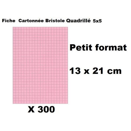 Bristol Lot Economique 300 Fiches Cartonnés Bristol Quadrillées-13 X 21cm-rose