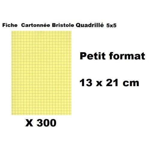 300 Fiches Cartonnés  Quadrillées -13 X 21cm - jaune