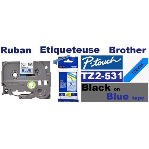 Ruban TZe-531 Original Noir/Bleu (12 mm)