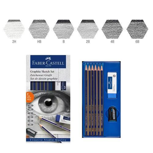 Boîte 6 Crayons Graphite Dessin Esquisse – Avec Gomme Et Taille-crayon