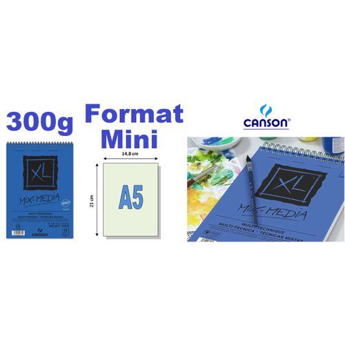 Carnet Bloc Multi-techniques Xl A5 300g – 15 Feuilles Spiralé