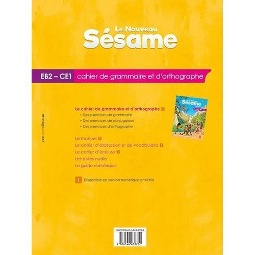 Le Nouveau Sésame CE1/EB2, cahier de grammaire et orthographe avec exercices variés