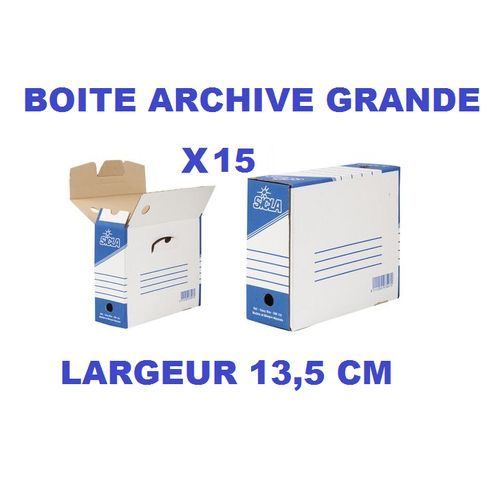 Lot De 15 Boîtes D’archivage Grand Format 38,5x30 Cm Dos 13,5 Cm Carton Ondulé Blanc À Plat