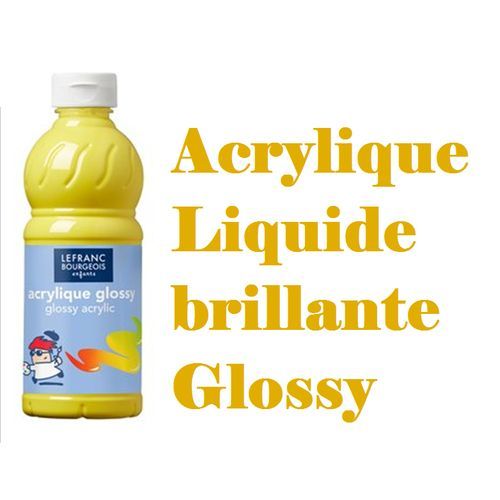 Acrylique Liquide Brillante Glossy - Aspect Vernis 500ml - jaune