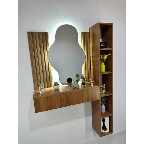Tiroir Avec Niche Des Étagères En Bois Mdf Avec Miroir Éclairage