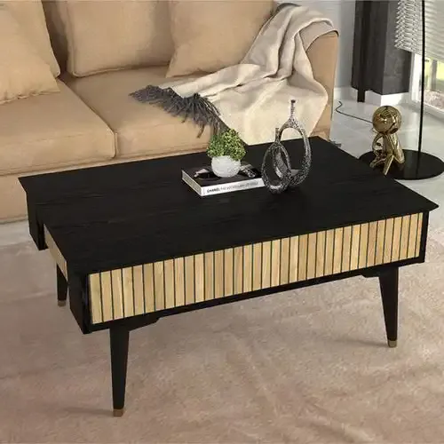 Table Basse Bolea - Noir Et Bois - 90cm