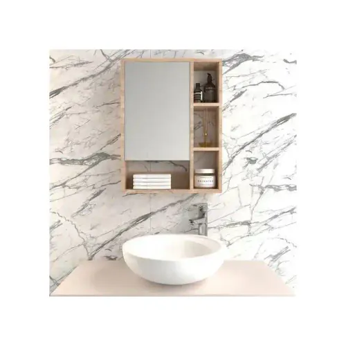 Miroirs Et Armoire De Salles De Bain À Une Porte Et Six Compartiments Chêne
