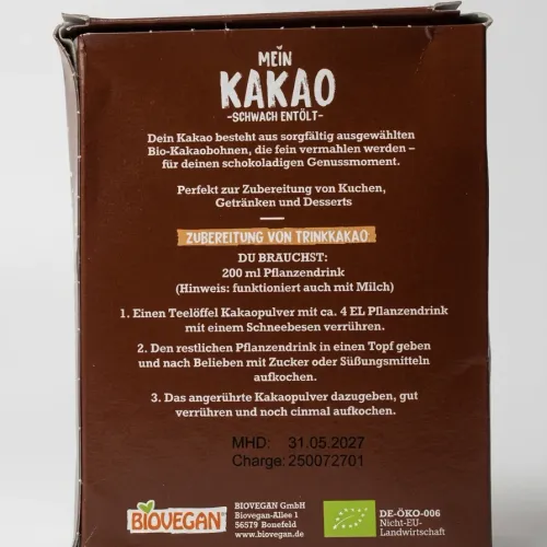 Poudre De Cacao Bio Mein Kakao Faiblement Dégraissé