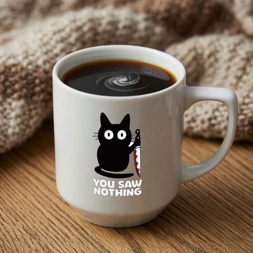 Mug Chat Noir Rigolo Couteau 