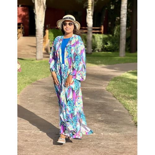 Kimono Long Coloré À Motifs Tropicaux – Léger Et Élégant Pour Été & Vacances
