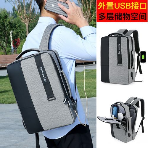 Sac À Dos À Glissière En Polyester De Grande Capacité Pour Hommes - Gris