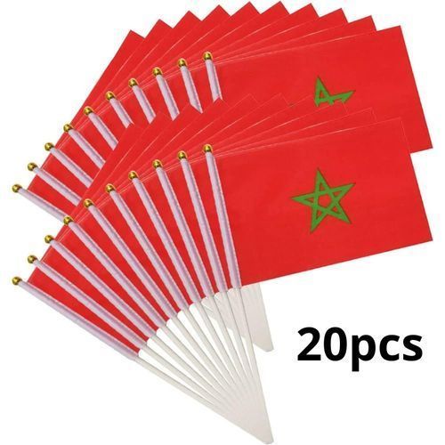 Lot De 20 Drapeaux De Maroc, 30 Cm X 20 Cm