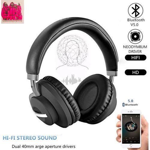 Casque Stéréo Sans Fil Compatible Bluetooth Over-ear + Sticker