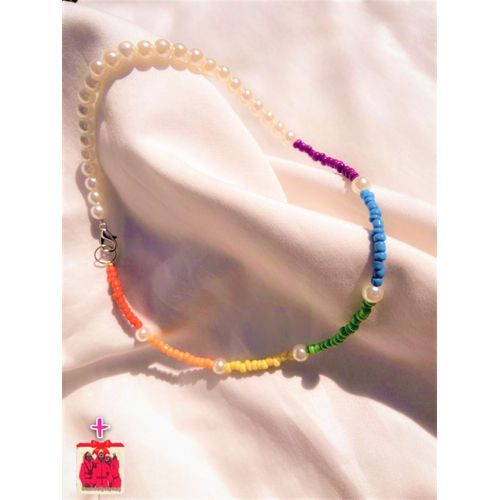 Collier Perle White & Colorful Half / Half 