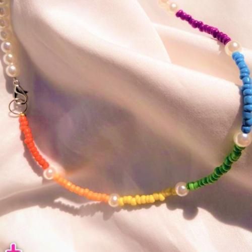Collier Perle White & Colorful Half / Half 
