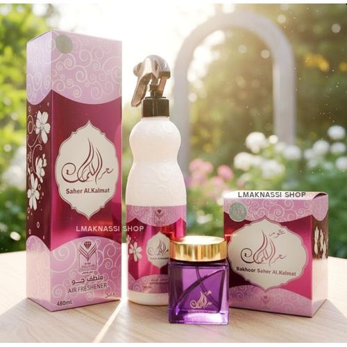 Almas Coffret Désodorisant Sehr Al Kalimat, 480 Ml, Encens 30 Grammes, Au Parfum De Rose Et Dencens.