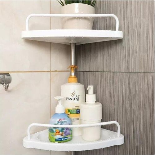 Étagère Murale D’angle À 4 Niveaux Pour Salle De Bain Avec Porte Serviettes
