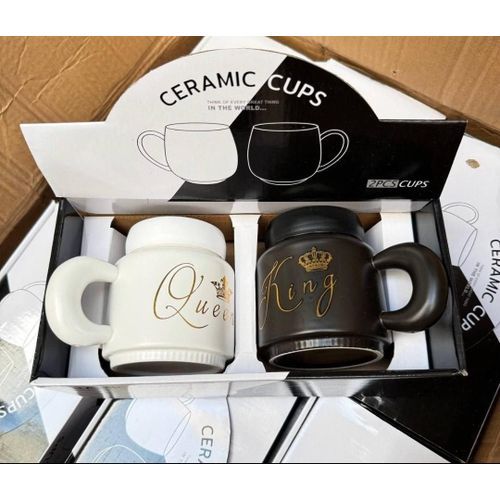 2 Tasses À Café En Céramique “king & Queen ” Coffret Cadeau De Mariage Pour Mariée Et Marié - Matching His Hers Cups - Parfait Pour Lanniversaire,