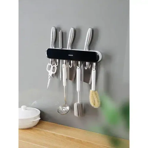 Support De Cuisine 2-en-1 Avec Porte-ustensiles Et Porte-couteaux – Rangement Mural