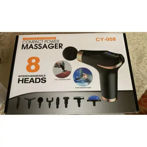 Massage Gun Cy-008, 8 Têtes Incluses Réglage Led, Relaxation Et Bien-être, Couleur Aléatoire