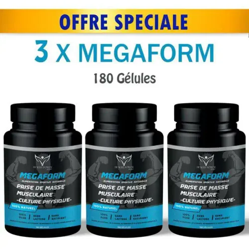 Pack 3 X Boites De Megaform - Prise De Masse Musculaire - 180 Gélules