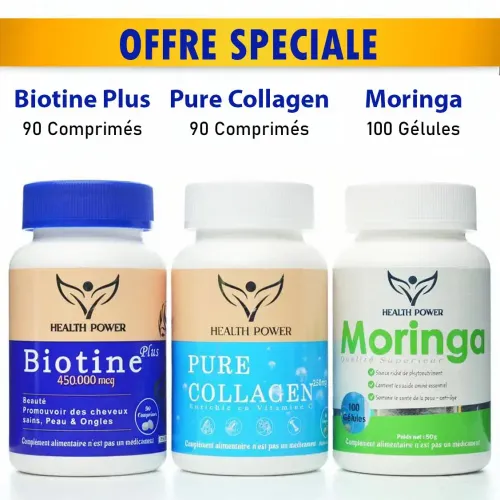 Pack :  Biotine Plus  + Pure Collagène  + Moringa 