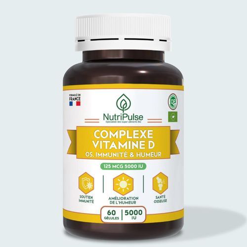 Complexe Vitamine D 5000 Iu Santé Des Os - Immunité & Humeur 125 Mcg - 60 Gélules