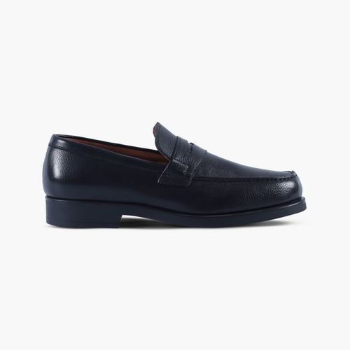Mens Black Grain Leather Loafers