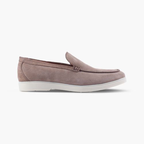 Mens Beige Suede Leather Loafers