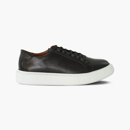 Mens Black Leather Sneakers