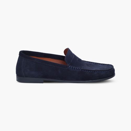 Mens Dark Blue Suede Leather Moccasins