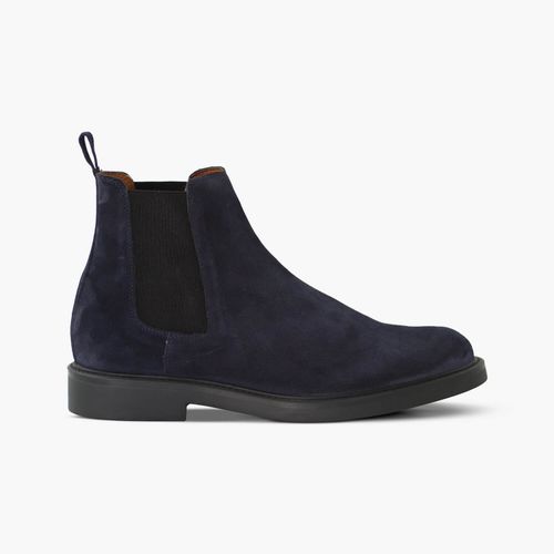 Mens Blue Suede Leather Chelsea Boots