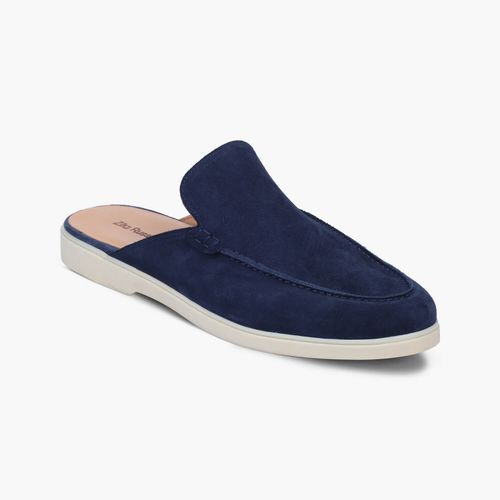Mens Dark Blue Suede Leather Loafers