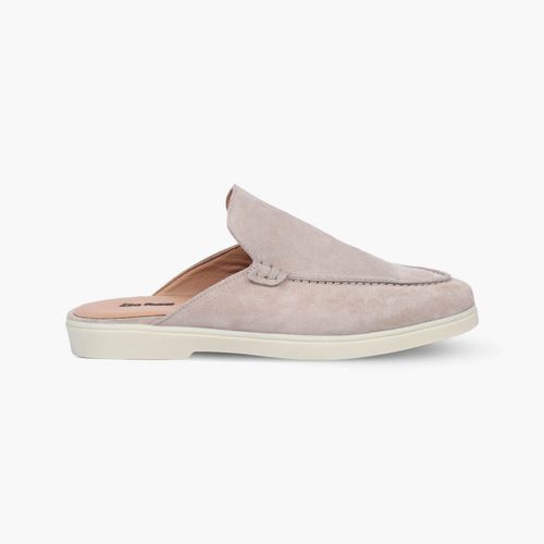 Mens Beige Suede Leather Loafers